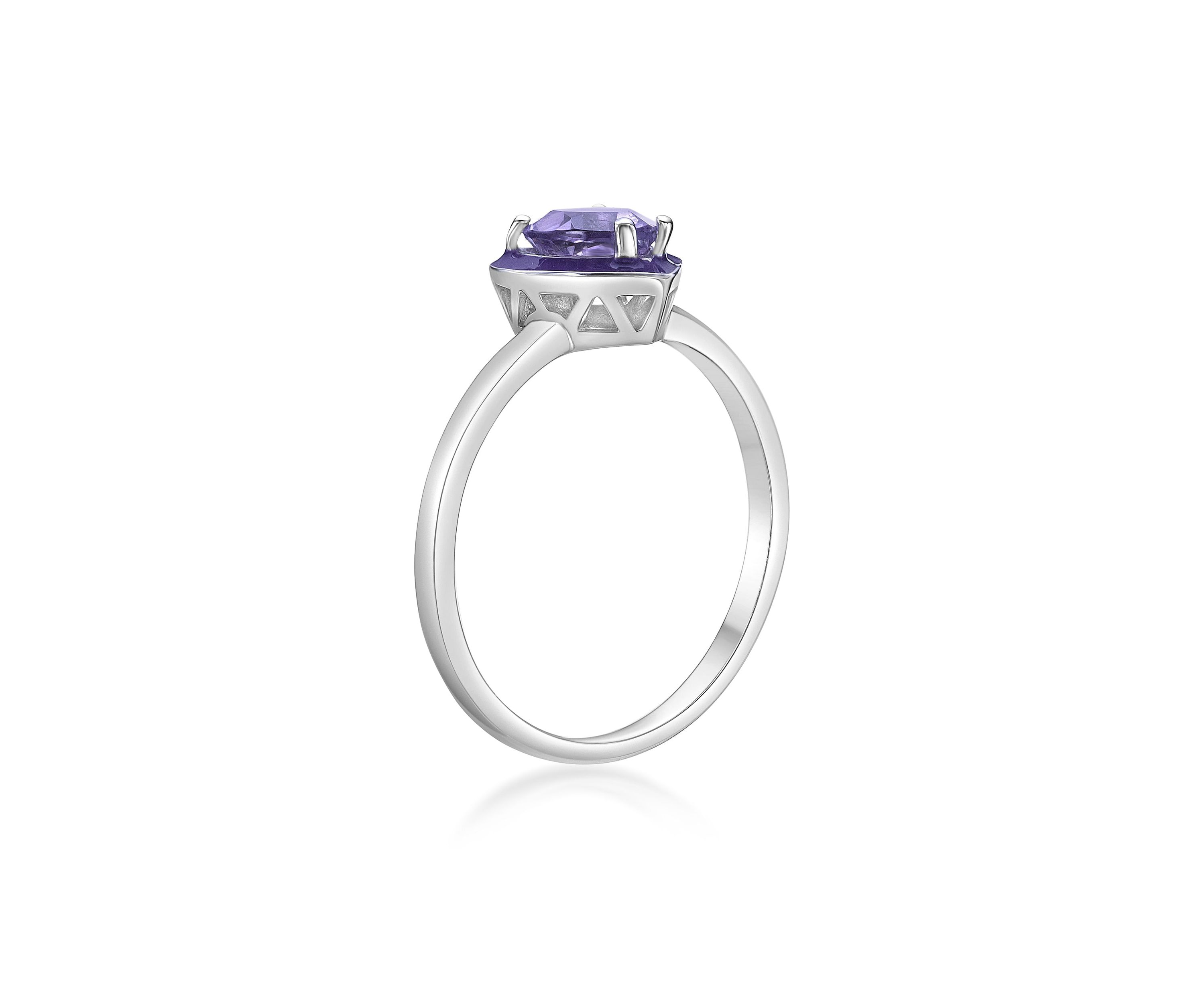 3/4 ct. t.w. Amethyst Ring in Sterling Silver with Purple Enamel