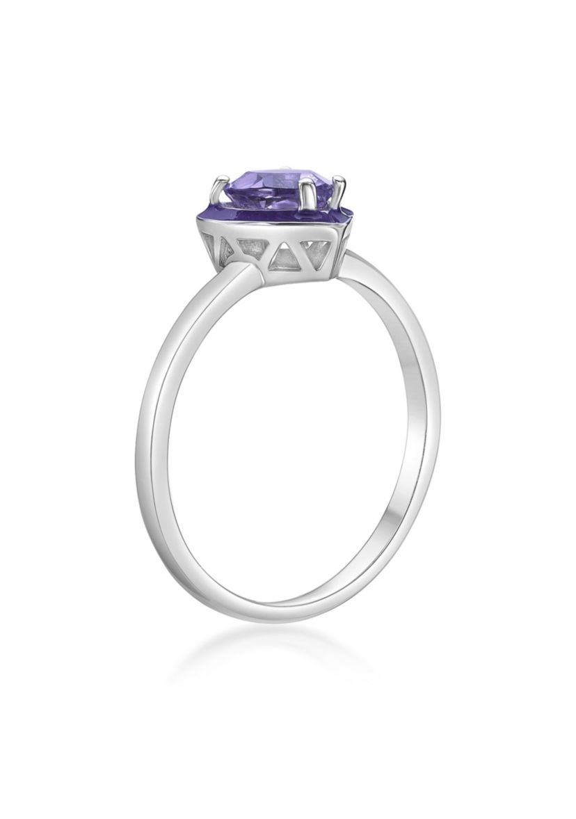 3/4 ct. t.w. Amethyst Ring in Sterling Silver with Purple Enamel