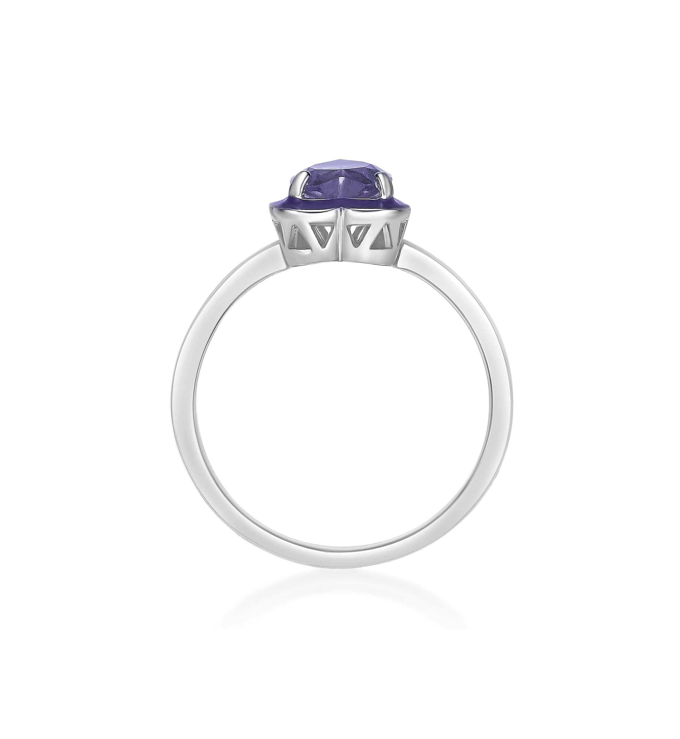3/4 ct. t.w. Amethyst Ring in Sterling Silver with Purple Enamel