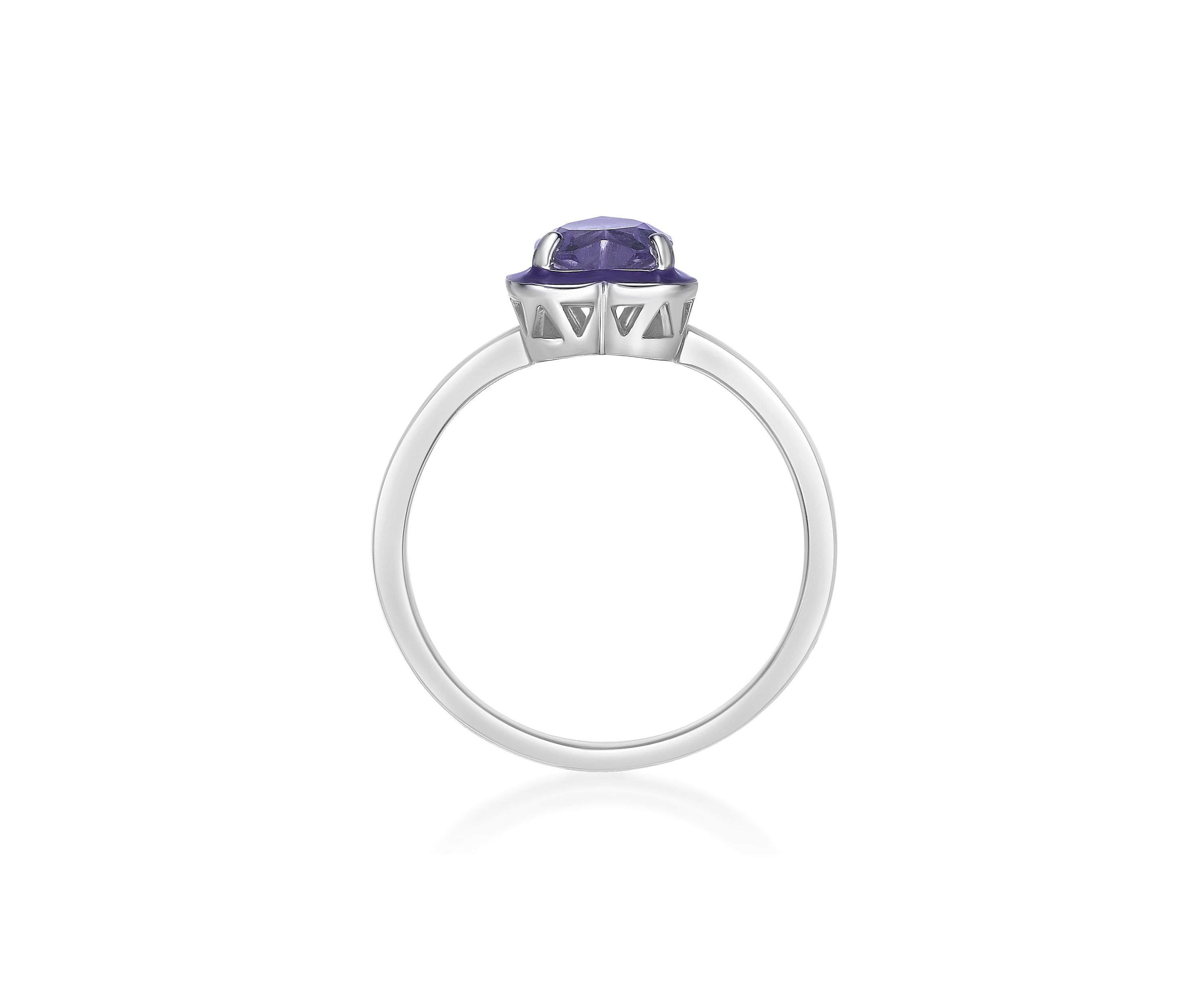 3/4 ct. t.w. Amethyst Ring in Sterling Silver with Purple Enamel