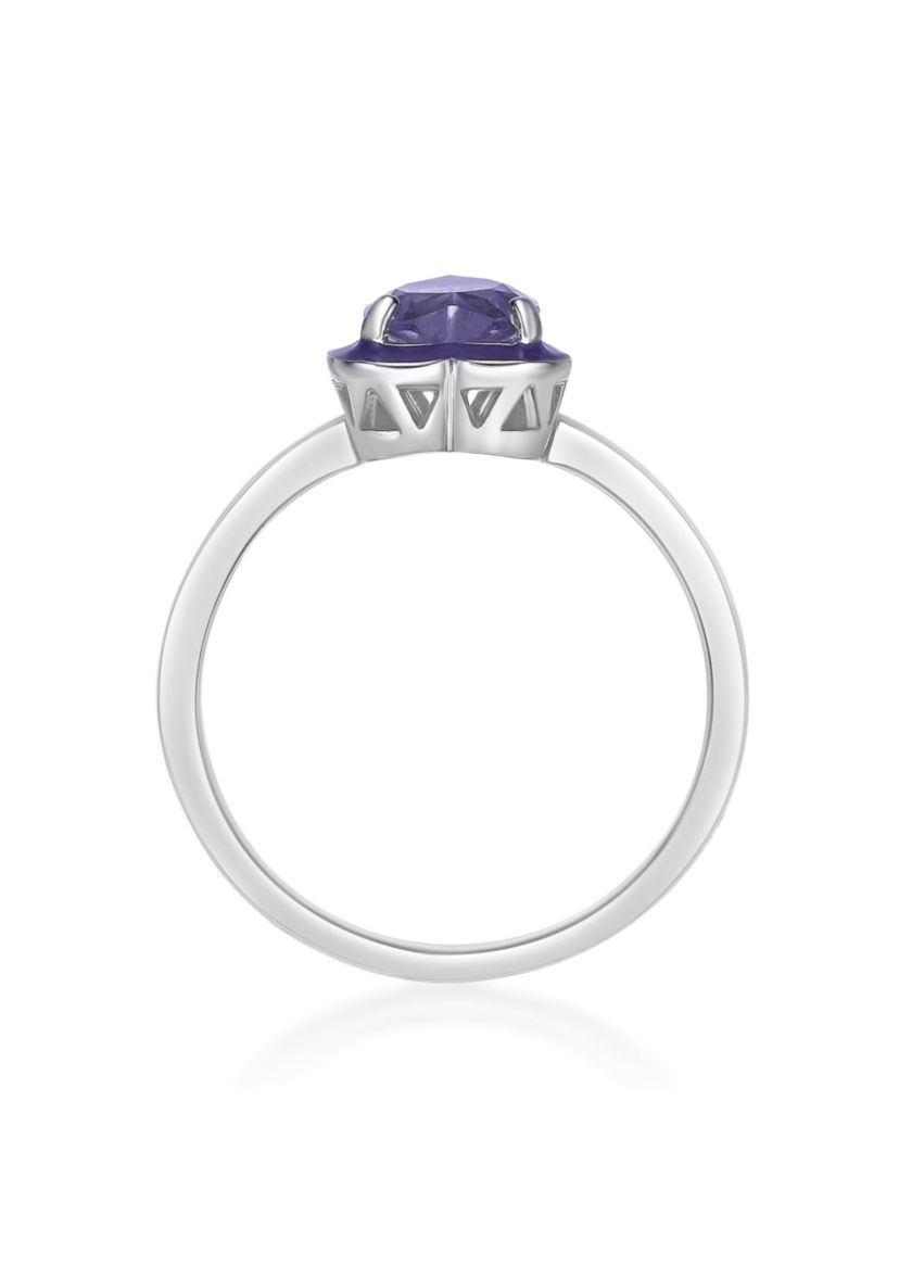 3/4 ct. t.w. Amethyst Ring in Sterling Silver with Purple Enamel