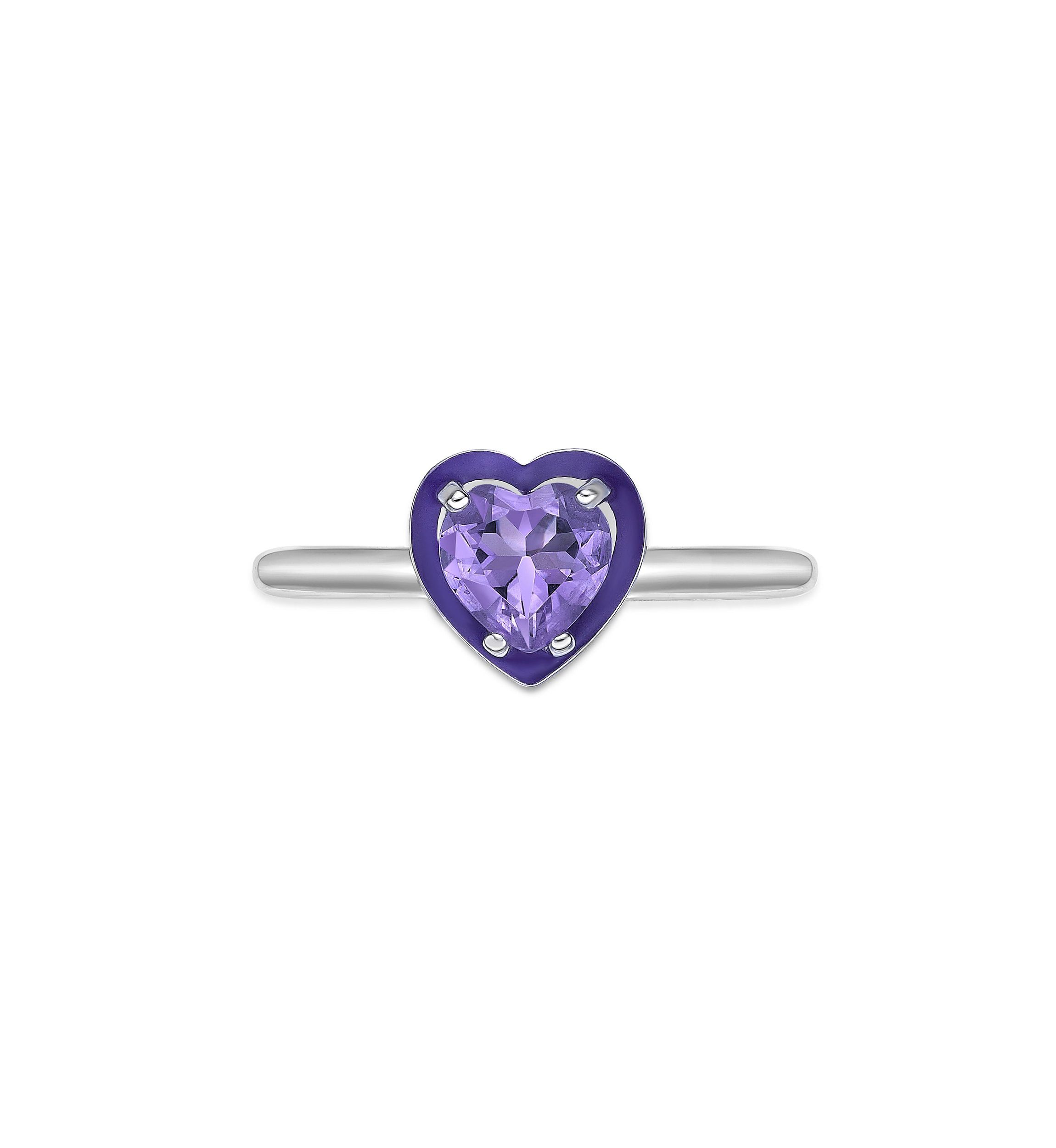 3/4 ct. t.w. Amethyst Ring in Sterling Silver with Purple Enamel
