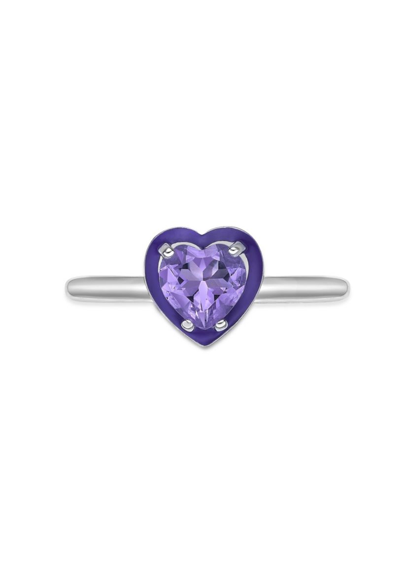 3/4 ct. t.w. Amethyst Ring in Sterling Silver with Purple Enamel