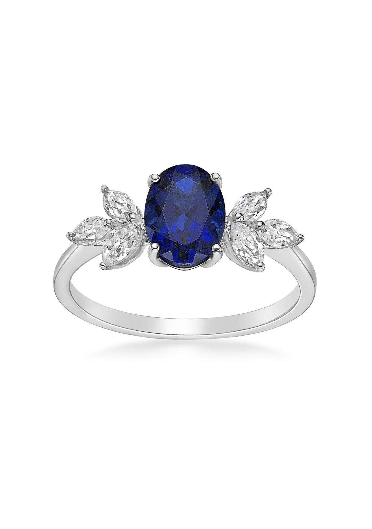 Created Sapphire and Created White Sapphire Ring in Sterling Silver