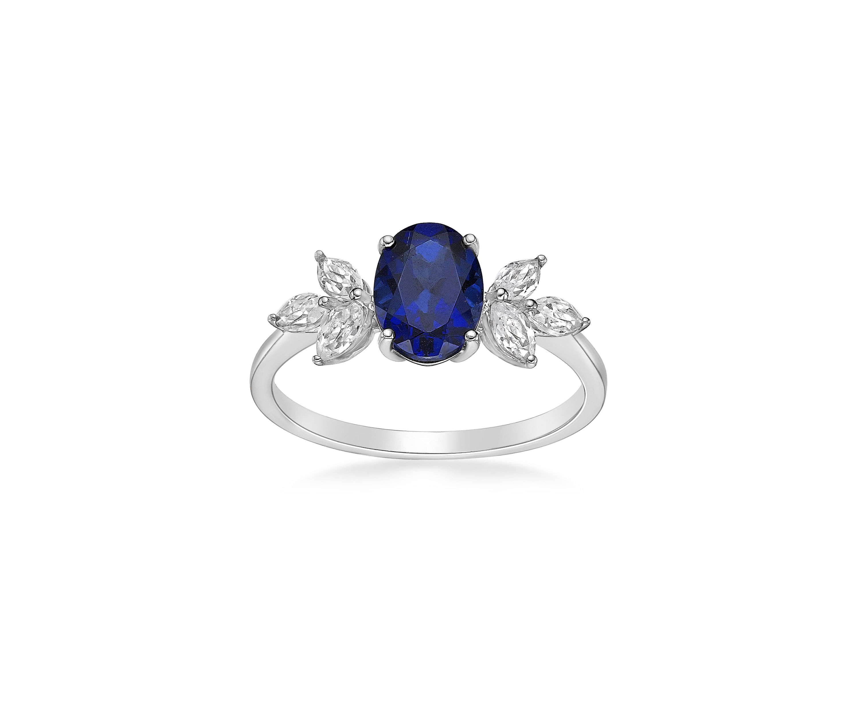Created Sapphire and Created White Sapphire Ring in Sterling Silver