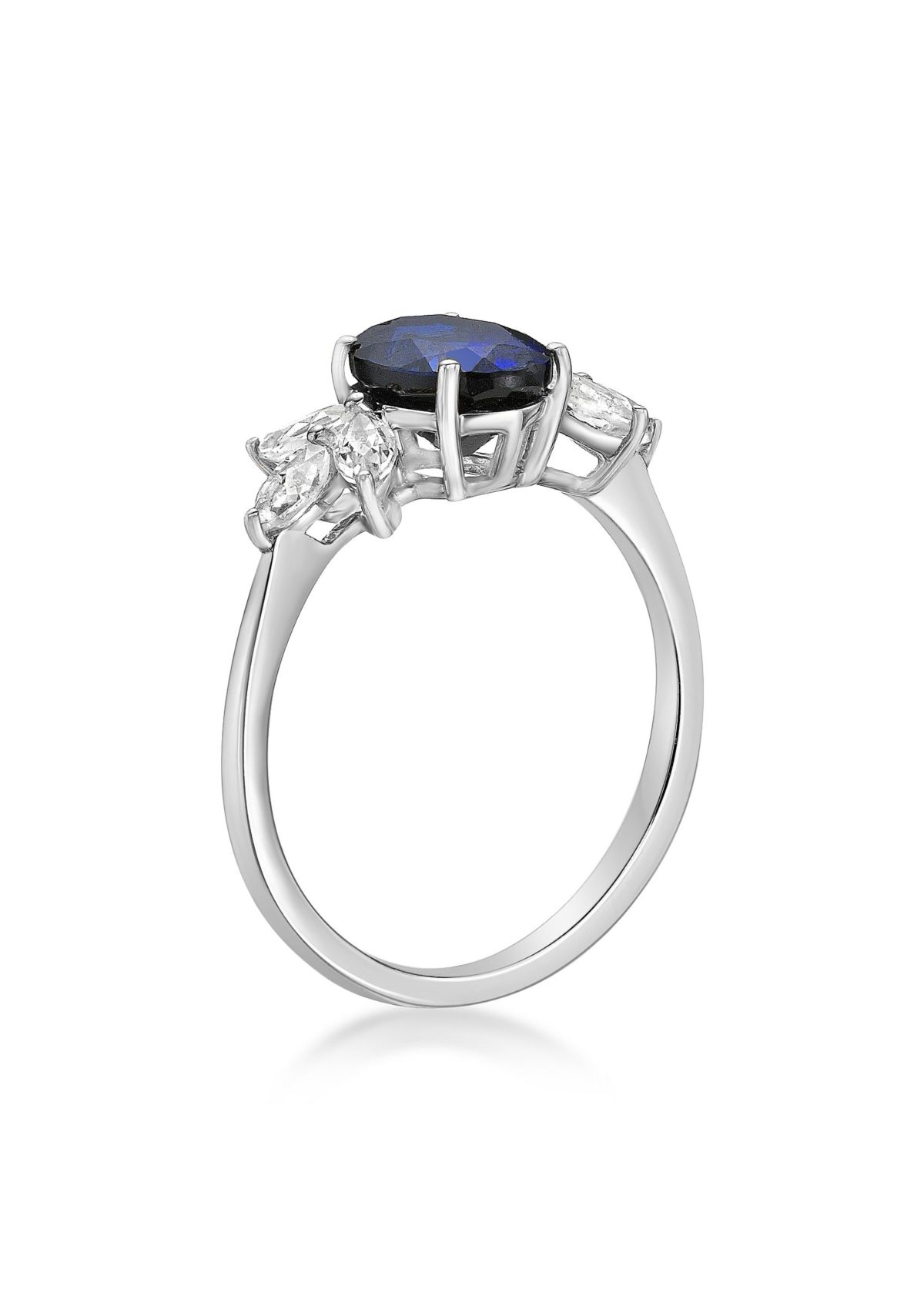 Created Sapphire and Created White Sapphire Ring in Sterling Silver