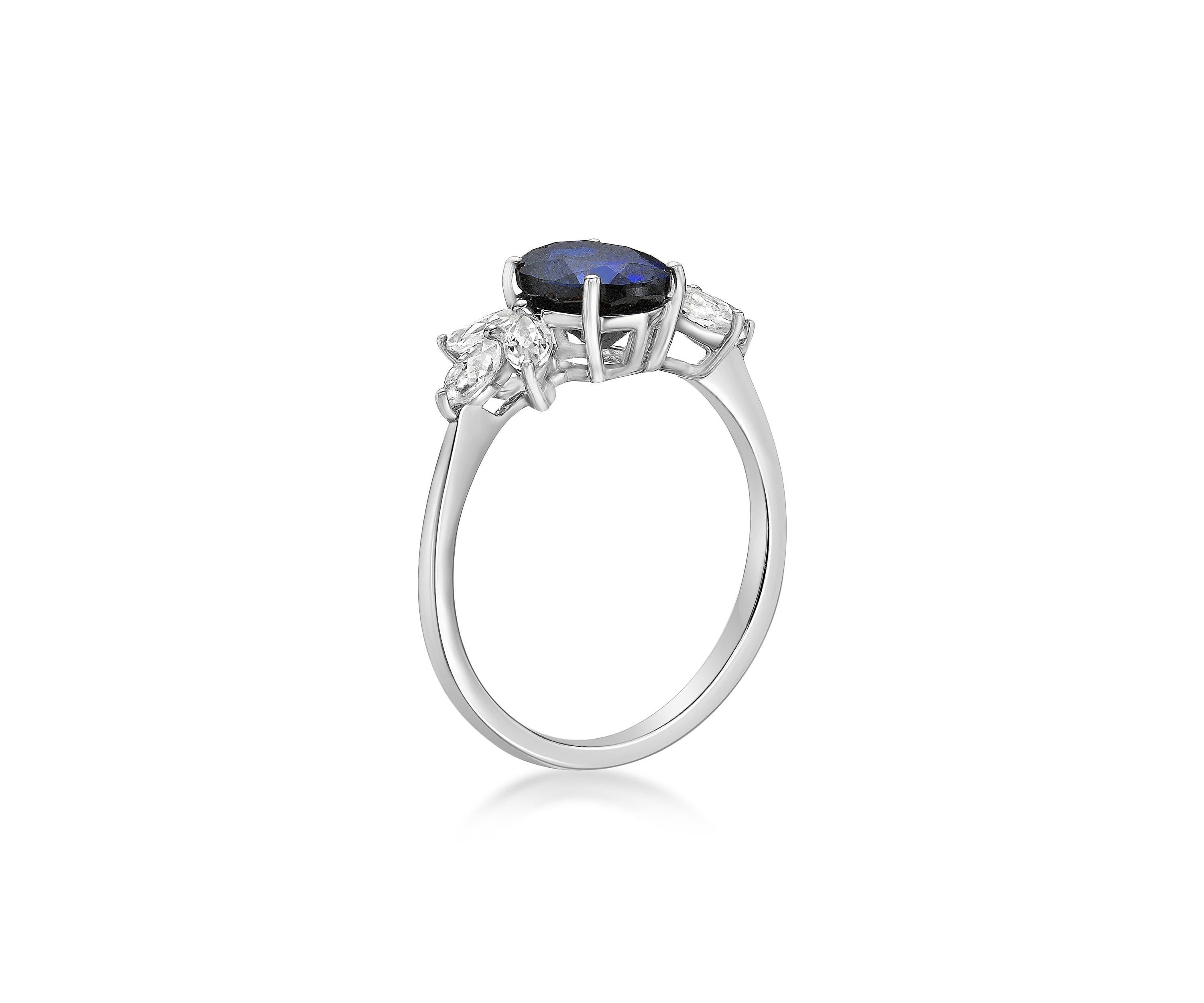 Created Sapphire and Created White Sapphire Ring in Sterling Silver