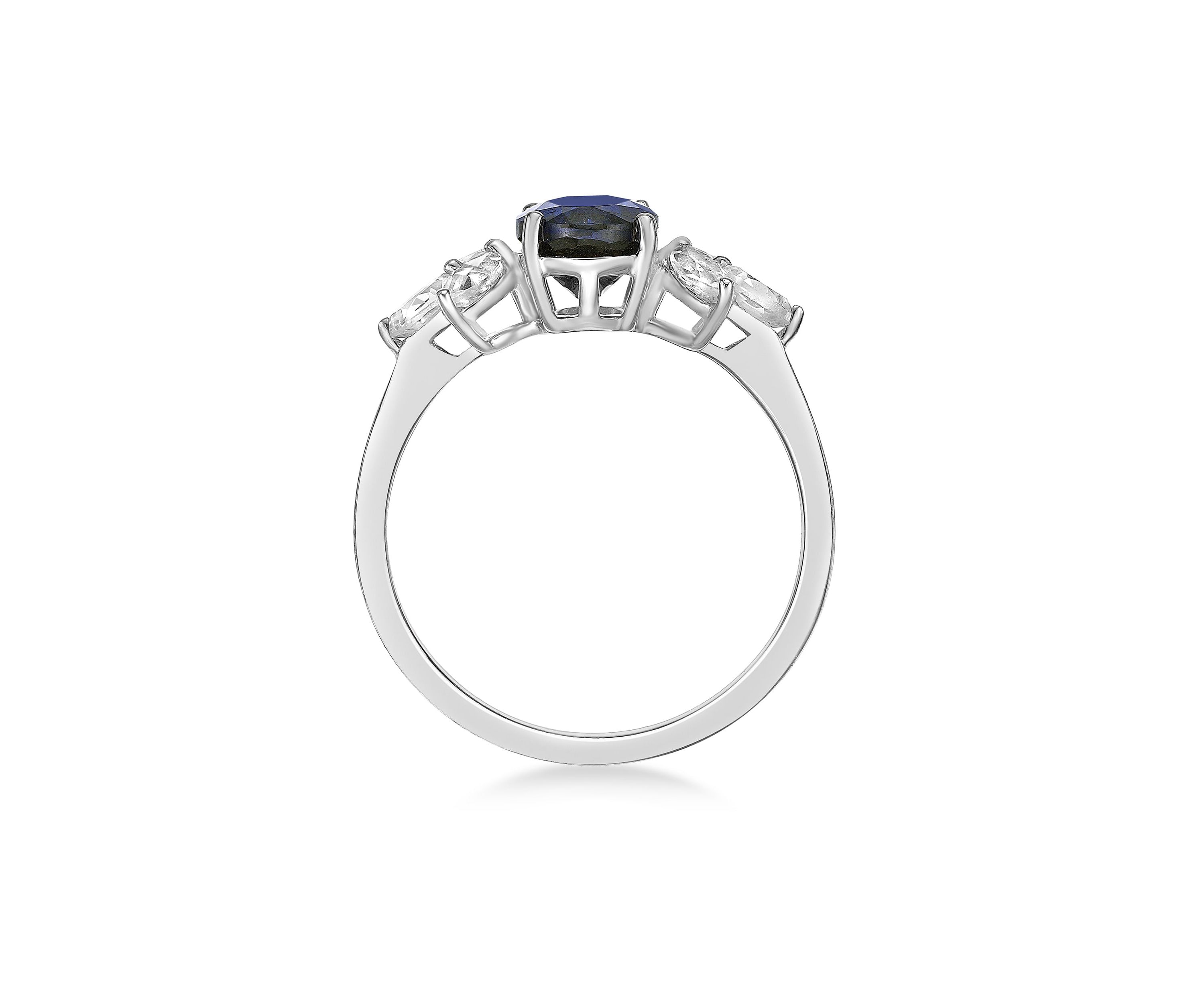Created Sapphire and Created White Sapphire Ring in Sterling Silver