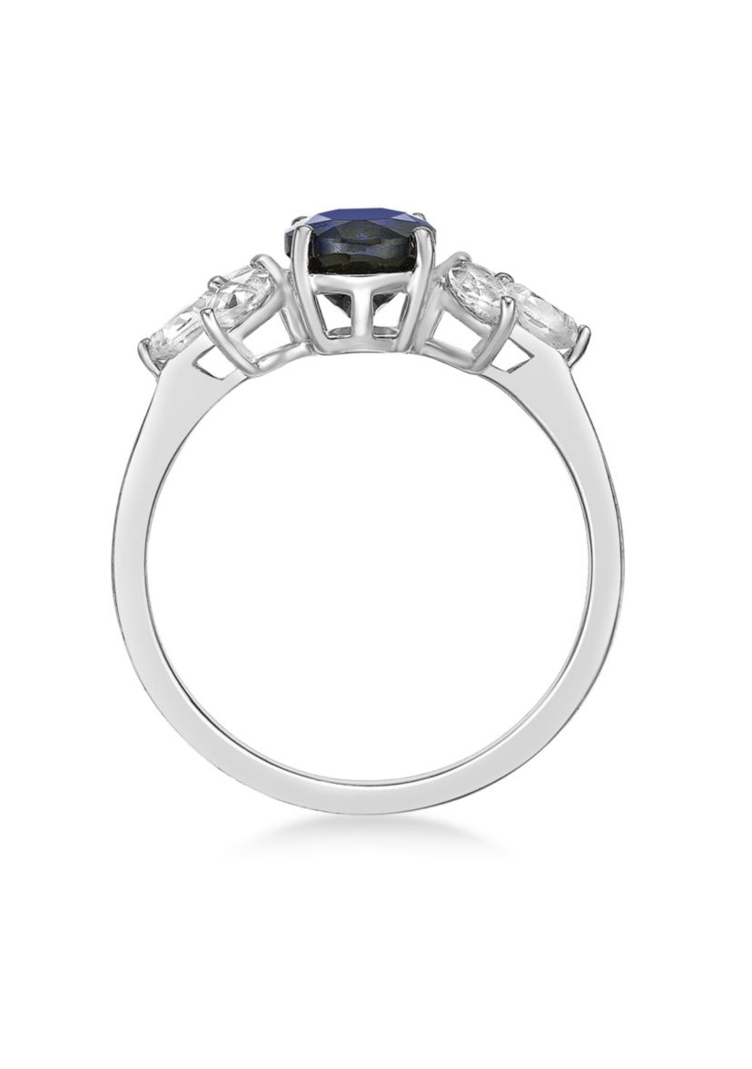 Created Sapphire and Created White Sapphire Ring in Sterling Silver