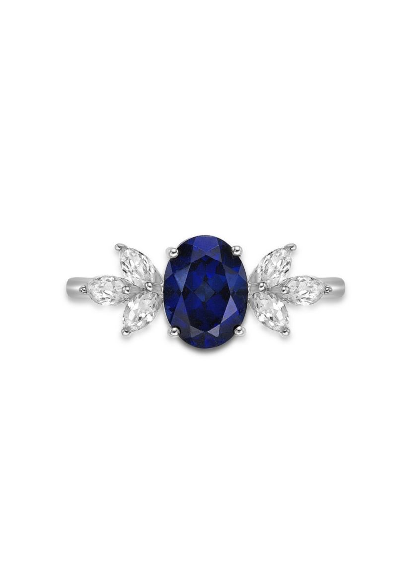 Created Sapphire and Created White Sapphire Ring in Sterling Silver