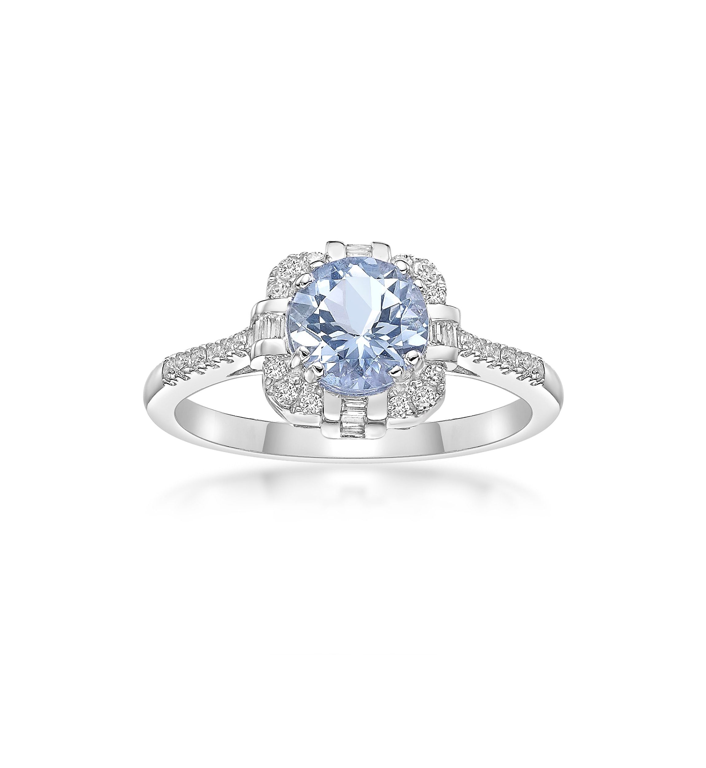1 1/10 ct. t.w. Aquamarine and 1/4 ct. t.w. Diamond RIng in 10K White Gold