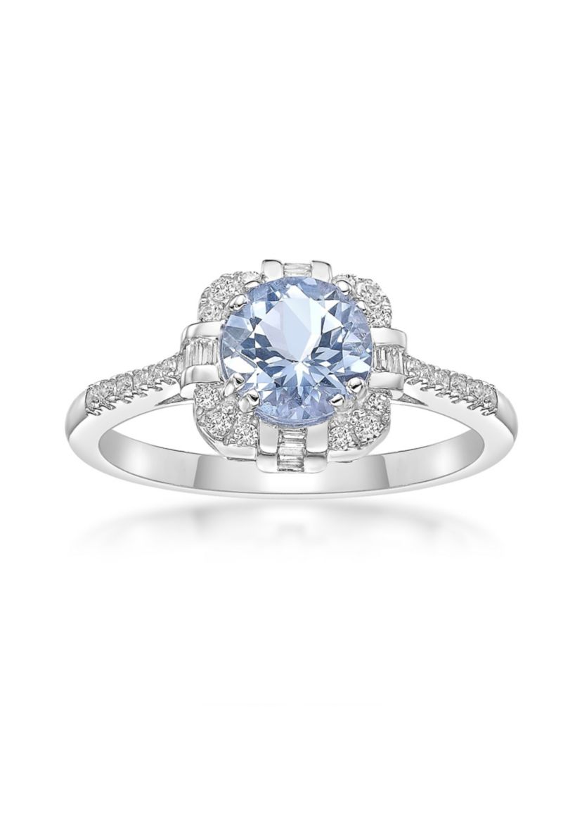 1 1/10 ct. t.w. Aquamarine and 1/4 ct. t.w. Diamond RIng in 10K White Gold