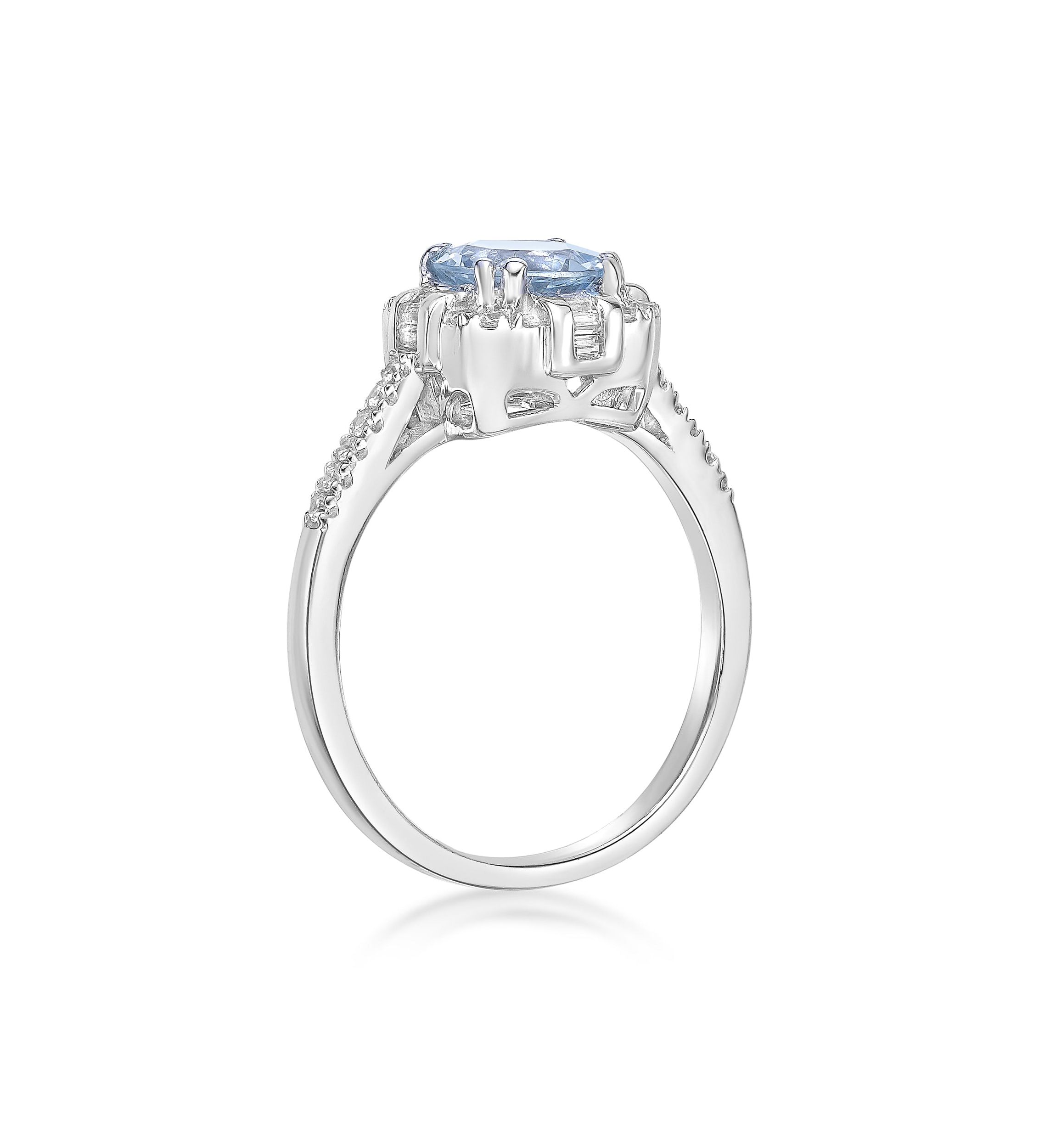 1 1/10 ct. t.w. Aquamarine and 1/4 ct. t.w. Diamond RIng in 10K White Gold