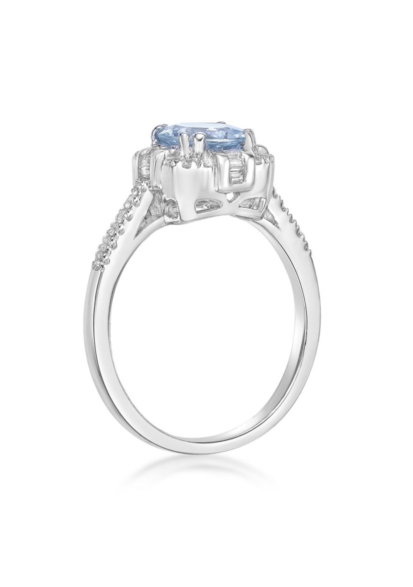 1 1/10 ct. t.w. Aquamarine and 1/4 ct. t.w. Diamond RIng in 10K White Gold