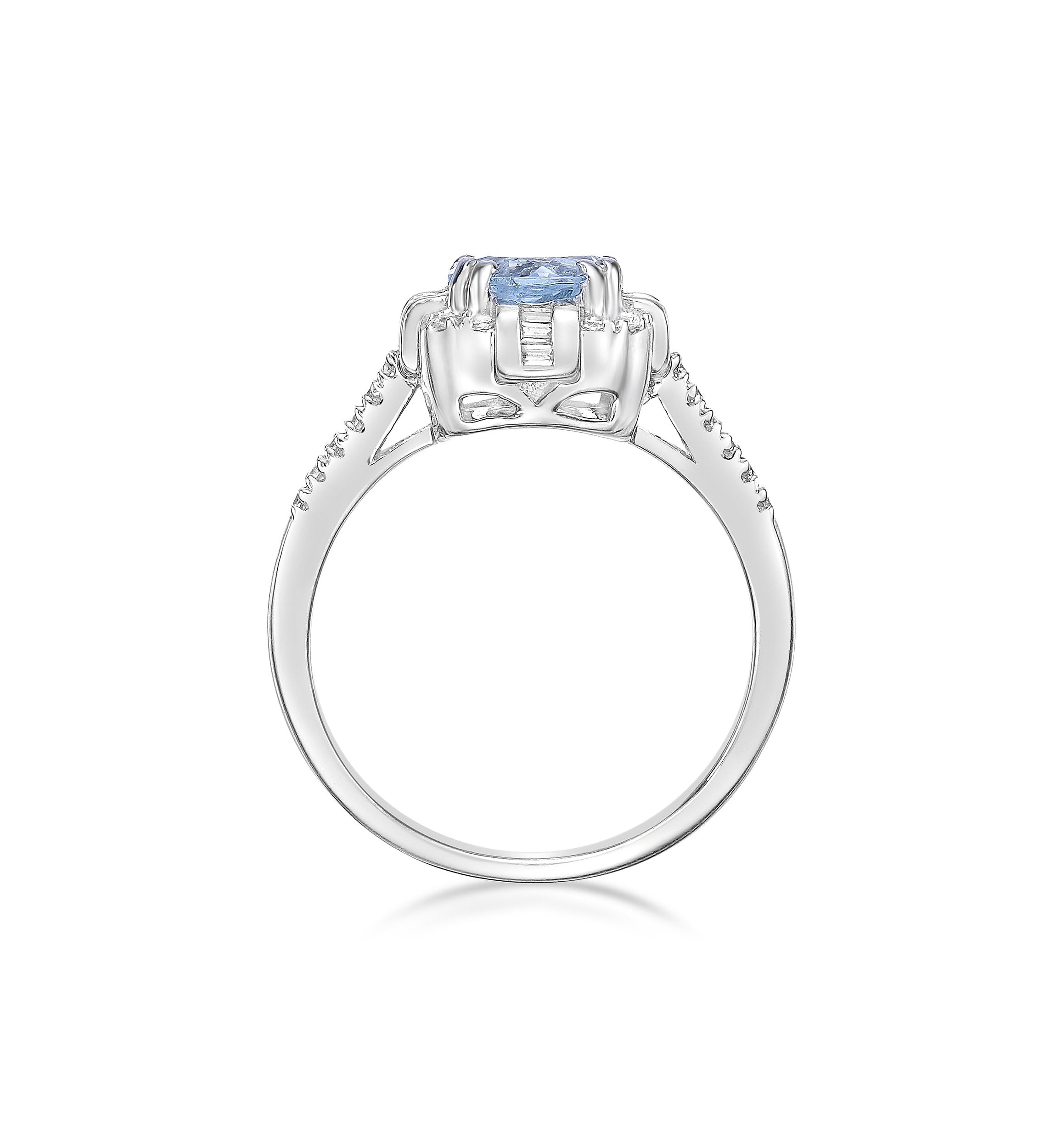 1 1/10 ct. t.w. Aquamarine and 1/4 ct. t.w. Diamond RIng in 10K White Gold
