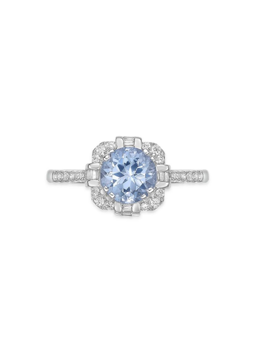 1 1/10 ct. t.w. Aquamarine and 1/4 ct. t.w. Diamond RIng in 10K White Gold