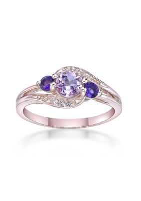 Gemminded Lab Created 5/8 ct. t.w. Amethyst and Created White Sapphire Ring in Gold Plated Sterling Silver, Pink