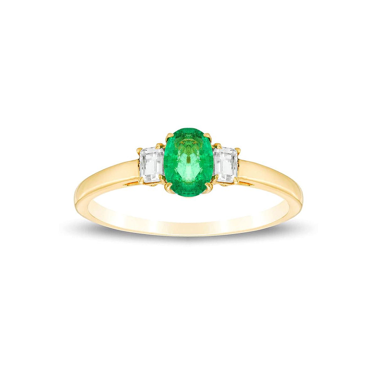 1/2 ct. t.w. Emerald and 1/3 ct. t.w. White Topaz Ring in 10K Gold