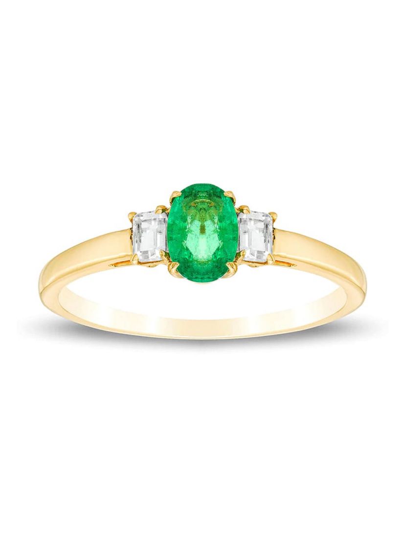 1/2 ct. t.w. Emerald and 1/3 ct. t.w. White Topaz Ring in 10K Gold