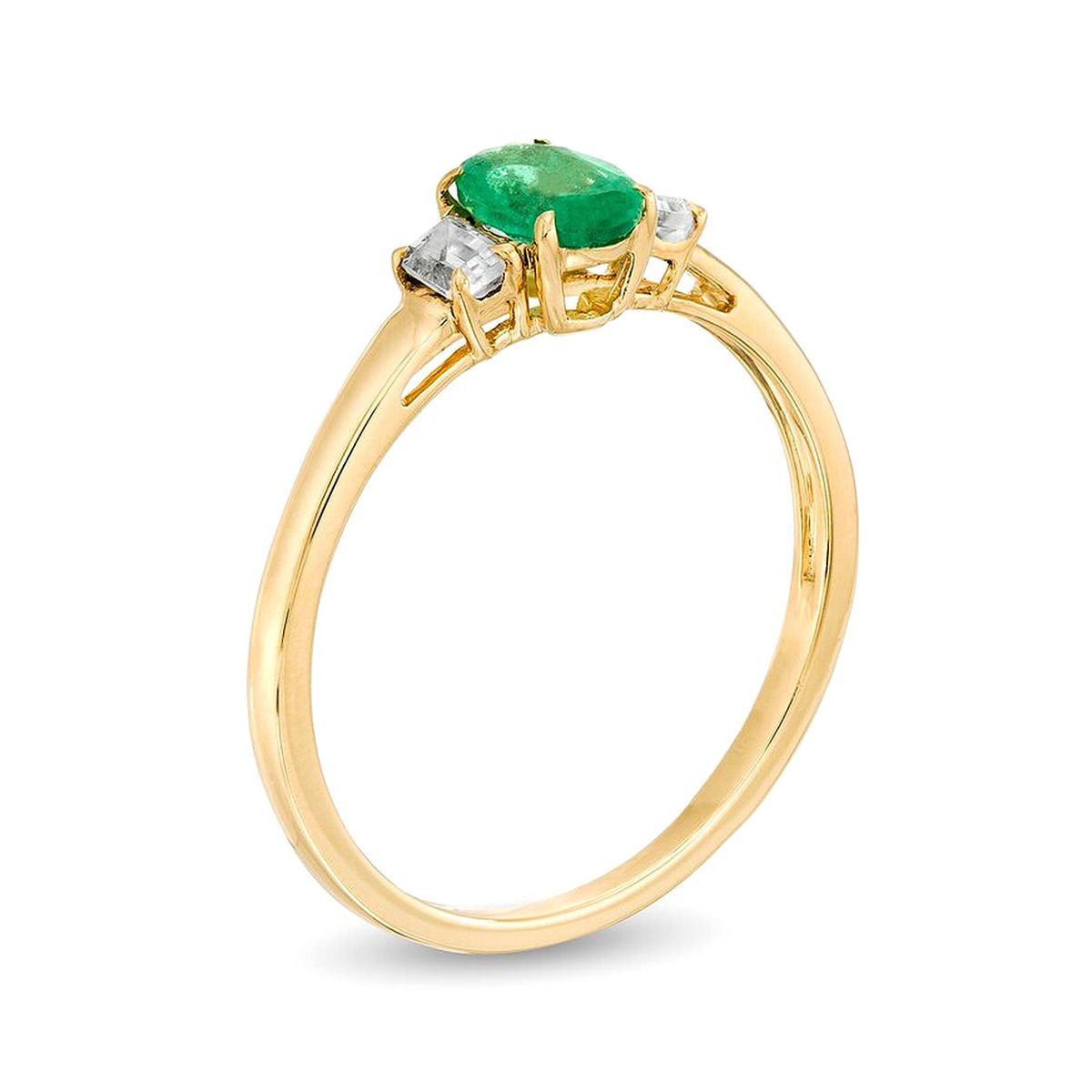 1/2 ct. t.w. Emerald and 1/3 ct. t.w. White Topaz Ring in 10K Gold