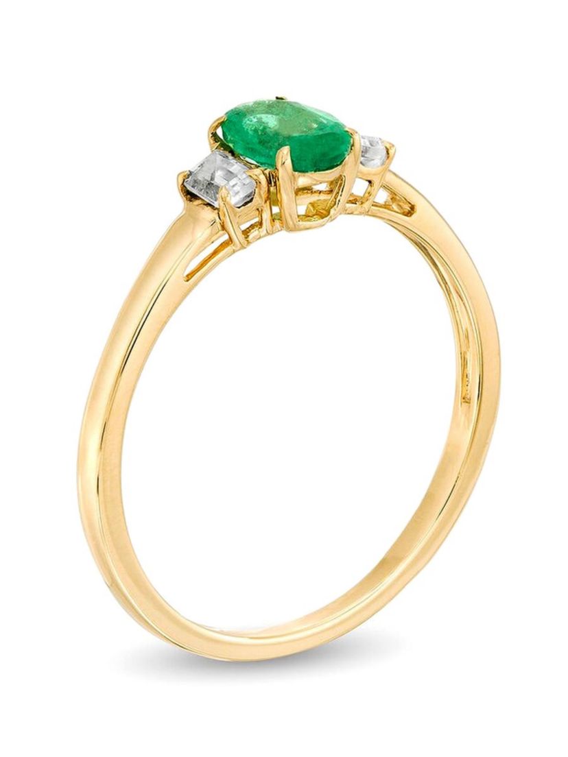1/2 ct. t.w. Emerald and 1/3 ct. t.w. White Topaz Ring in 10K Gold