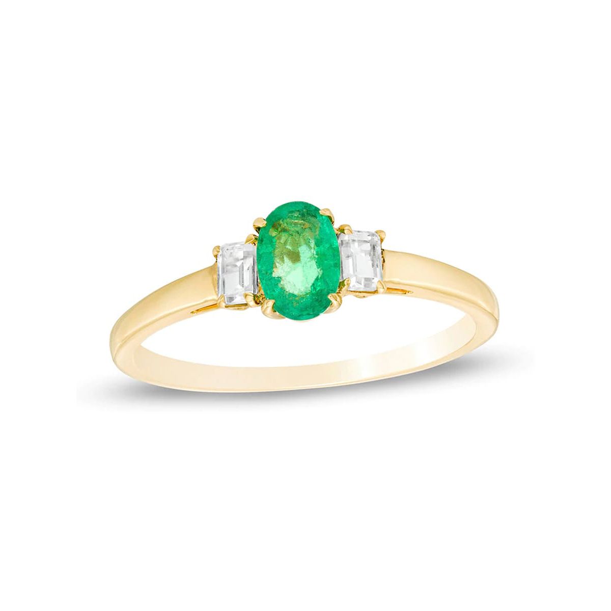 1/2 ct. t.w. Emerald and 1/3 ct. t.w. White Topaz Ring in 10K Gold