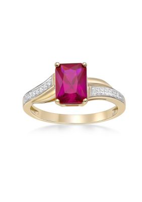 Belk & Co Lab Created 2 Ct. T.w. Created Ruby And Created White Sapphire Ring In Gold Plated Sterling Silver, Yellow, 5 -  0736966938742