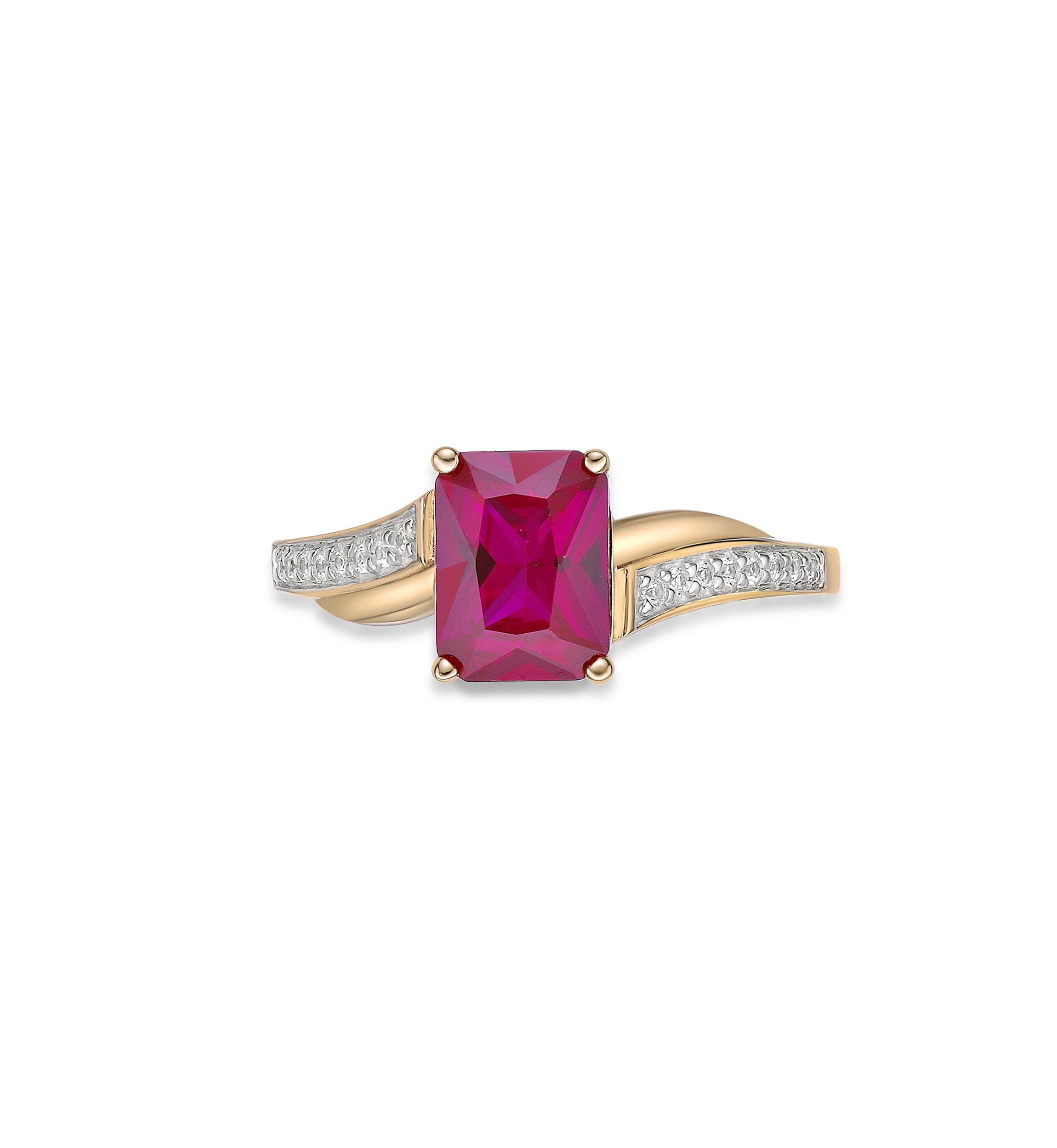 Lab Created 2 ct. t.w. Created Ruby and Created White Sapphire Ring in Gold Plated Sterling Silver
