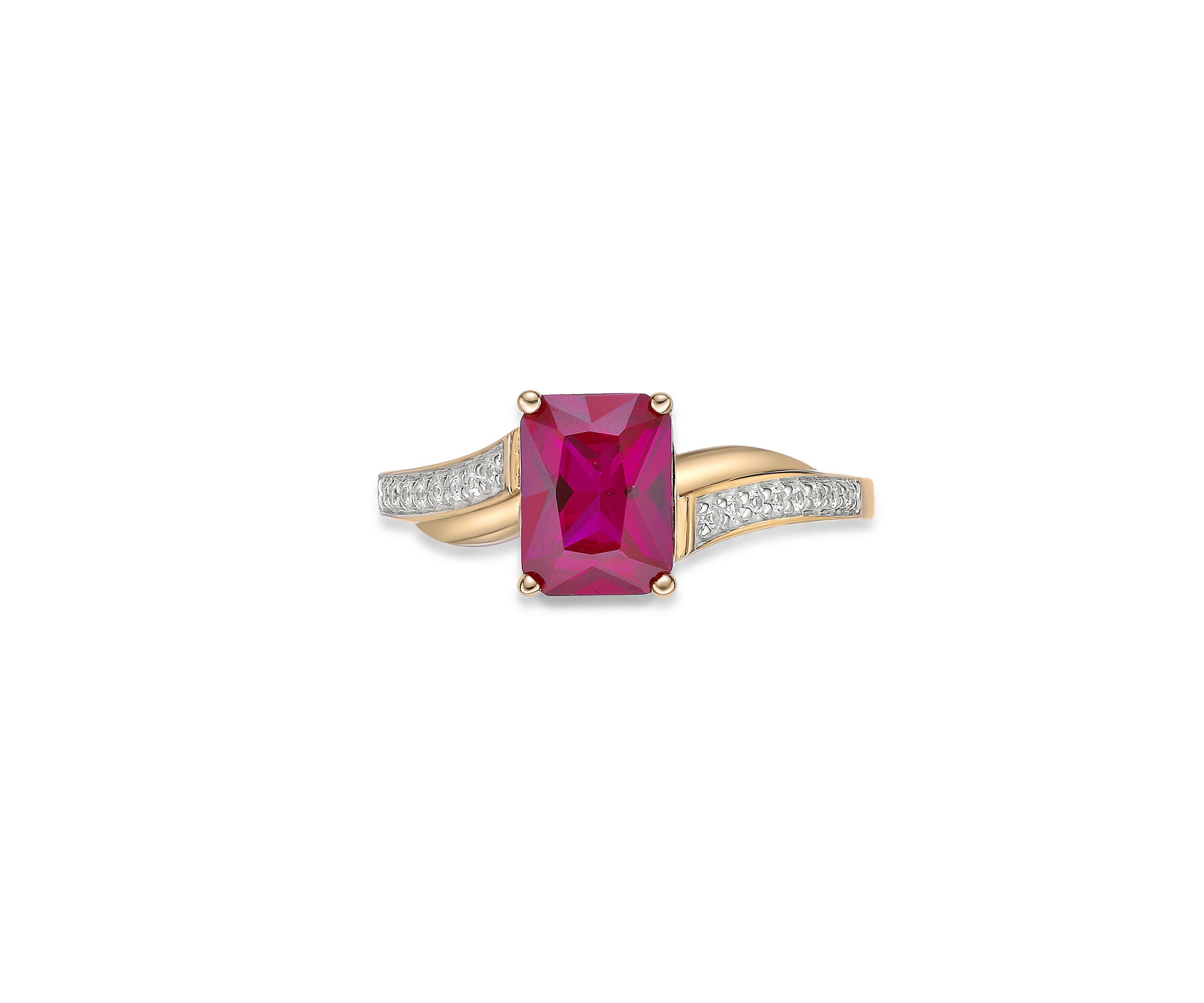 Lab Created 2 ct. t.w. Created Ruby and Created White Sapphire Ring in Gold Plated Sterling Silver