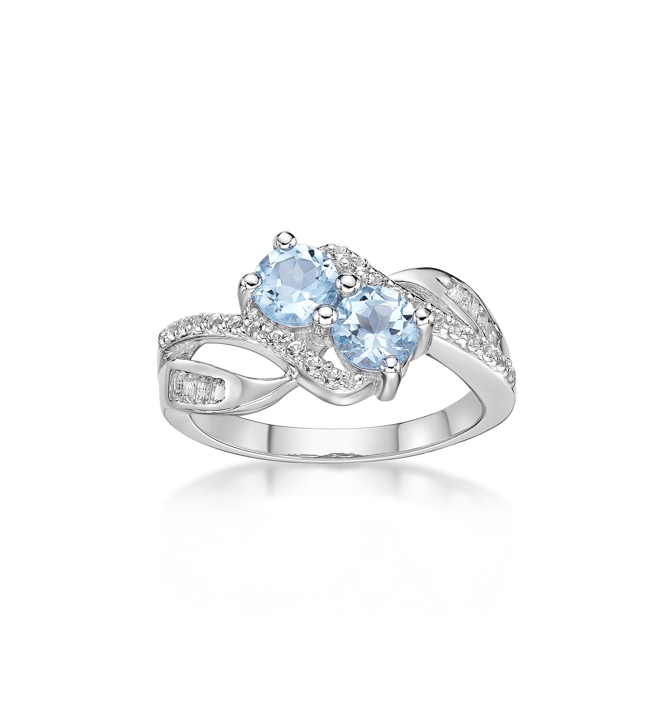 1 1/5 ct. t.w. Blue Topaz and White Topaz Ring in Sterling Silver