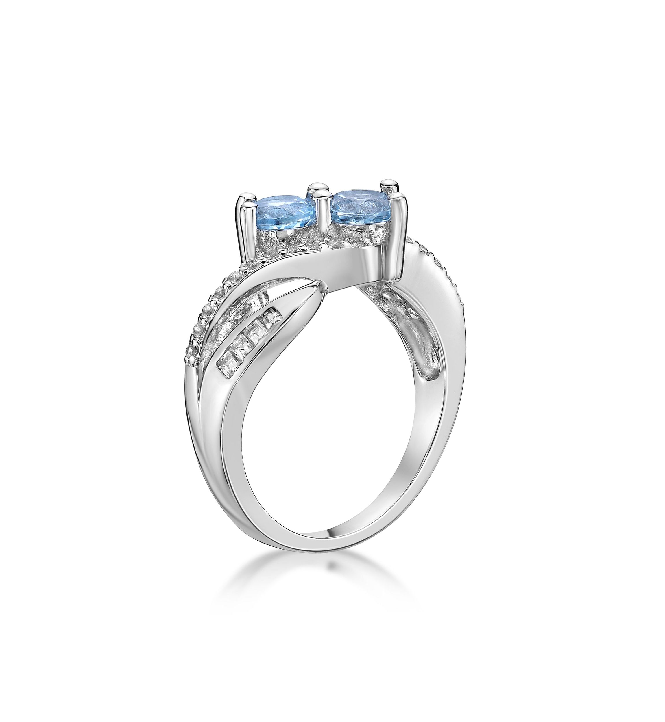 1 1/5 ct. t.w. Blue Topaz and White Topaz Ring in Sterling Silver