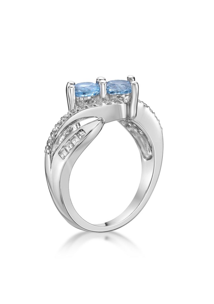1 1/5 ct. t.w. Blue Topaz and White Topaz Ring in Sterling Silver