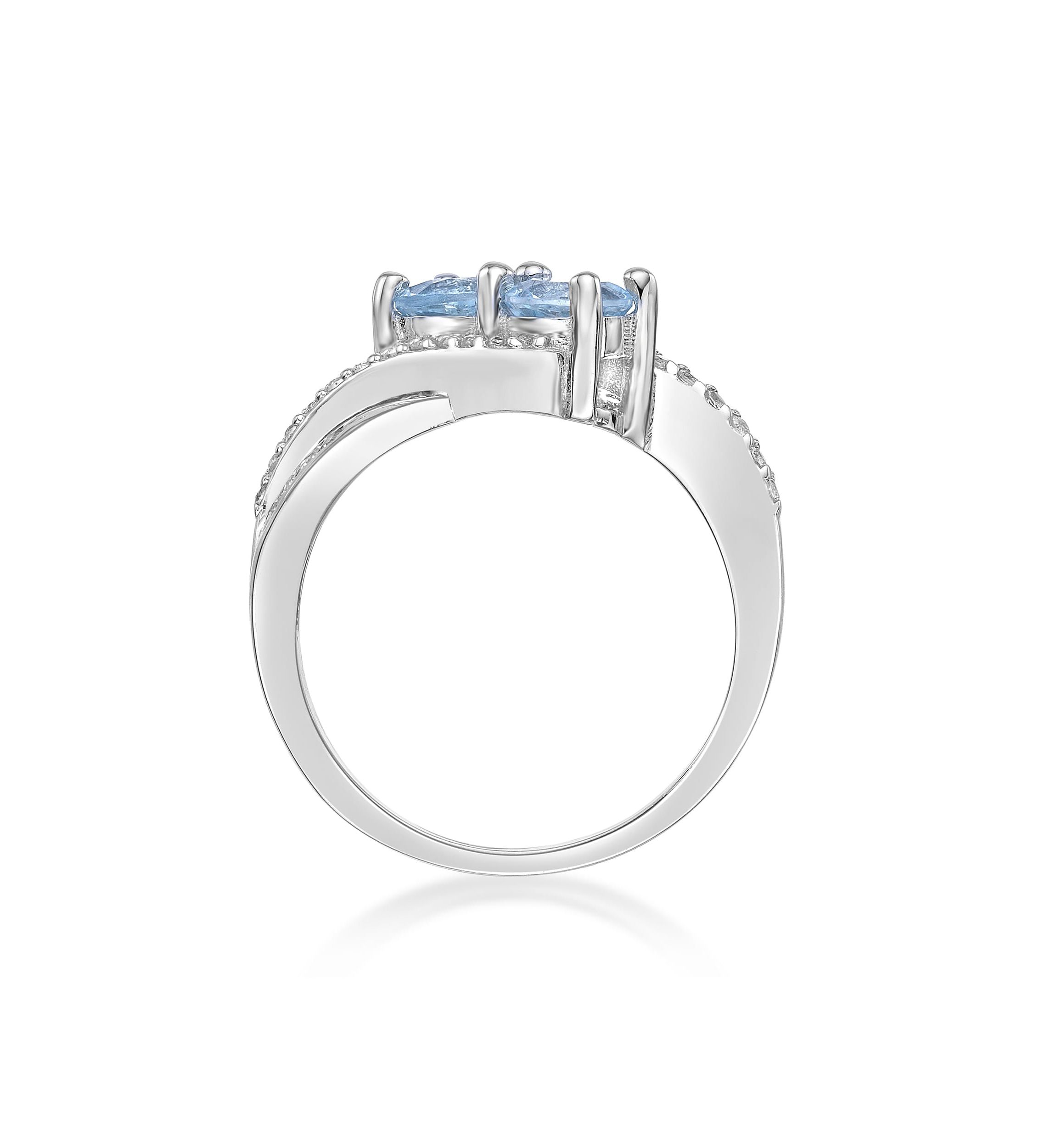 1 1/5 ct. t.w. Blue Topaz and White Topaz Ring in Sterling Silver