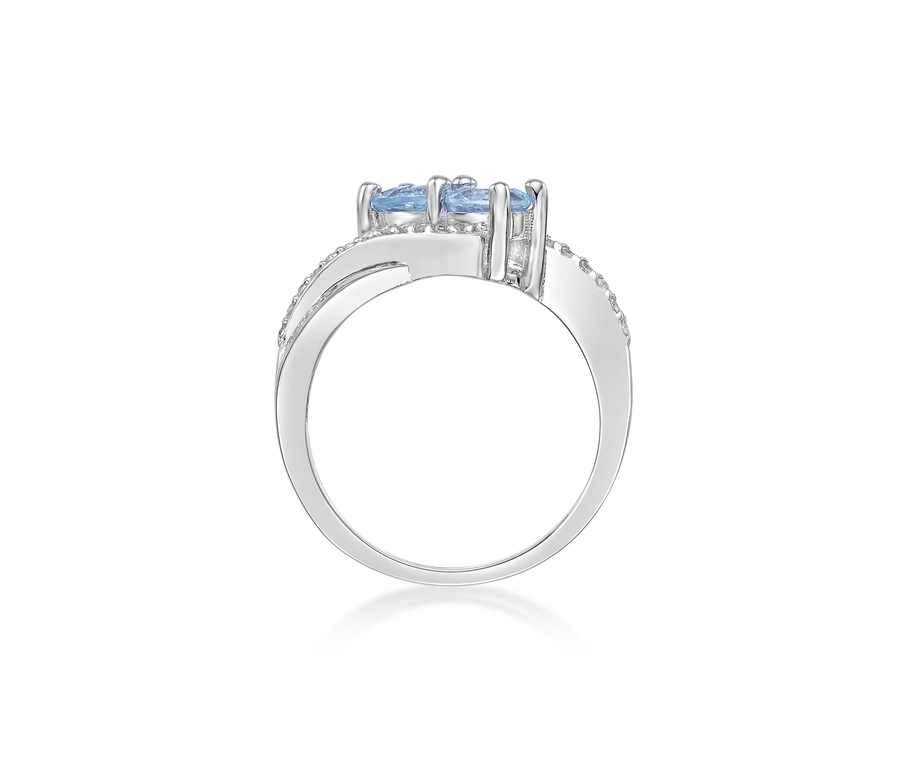 1 1/5 ct. t.w. Blue Topaz and White Topaz Ring in Sterling Silver