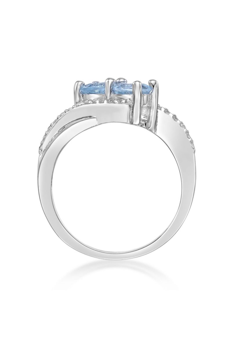 1 1/5 ct. t.w. Blue Topaz and White Topaz Ring in Sterling Silver