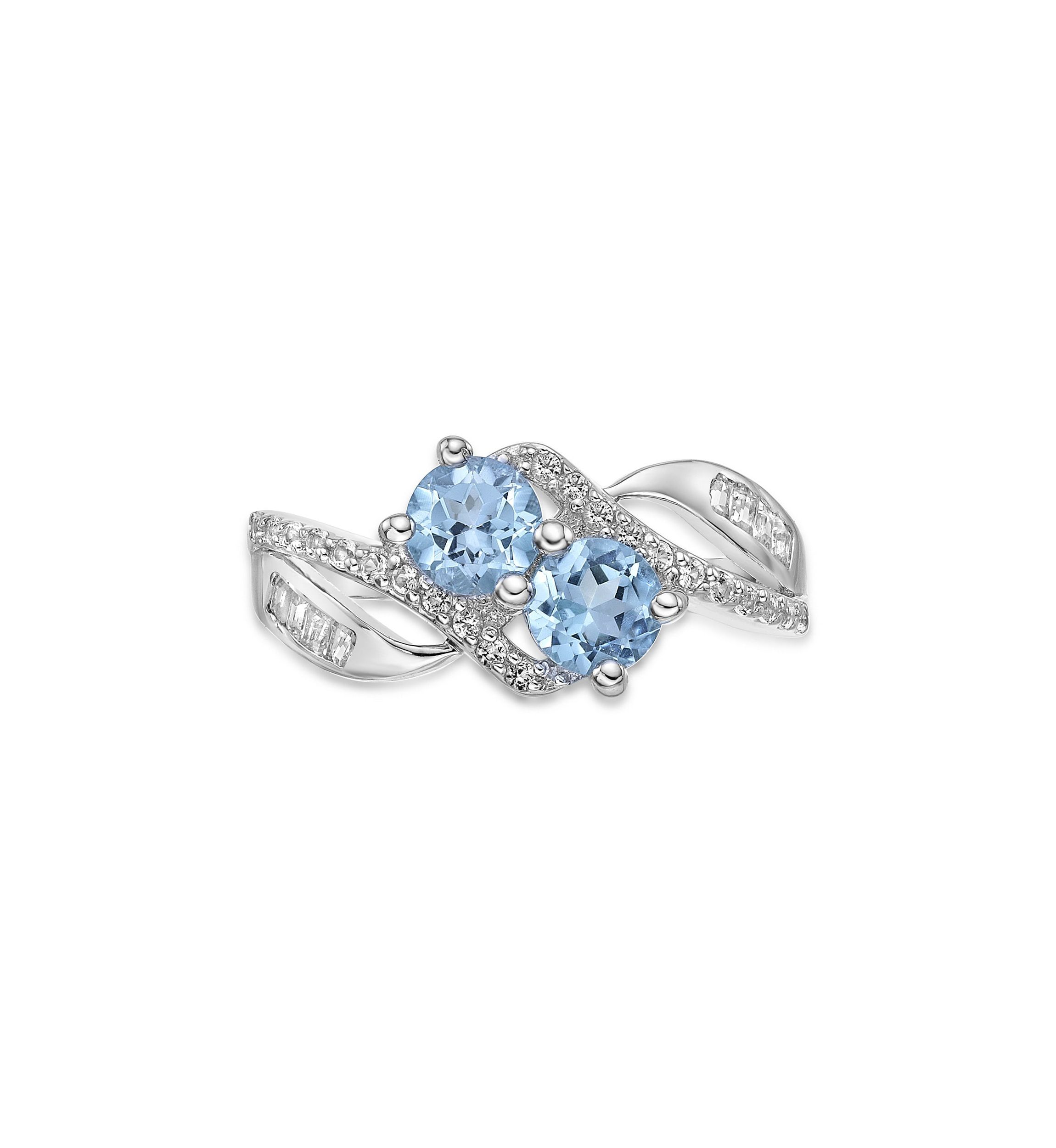 1 1/5 ct. t.w. Blue Topaz and White Topaz Ring in Sterling Silver