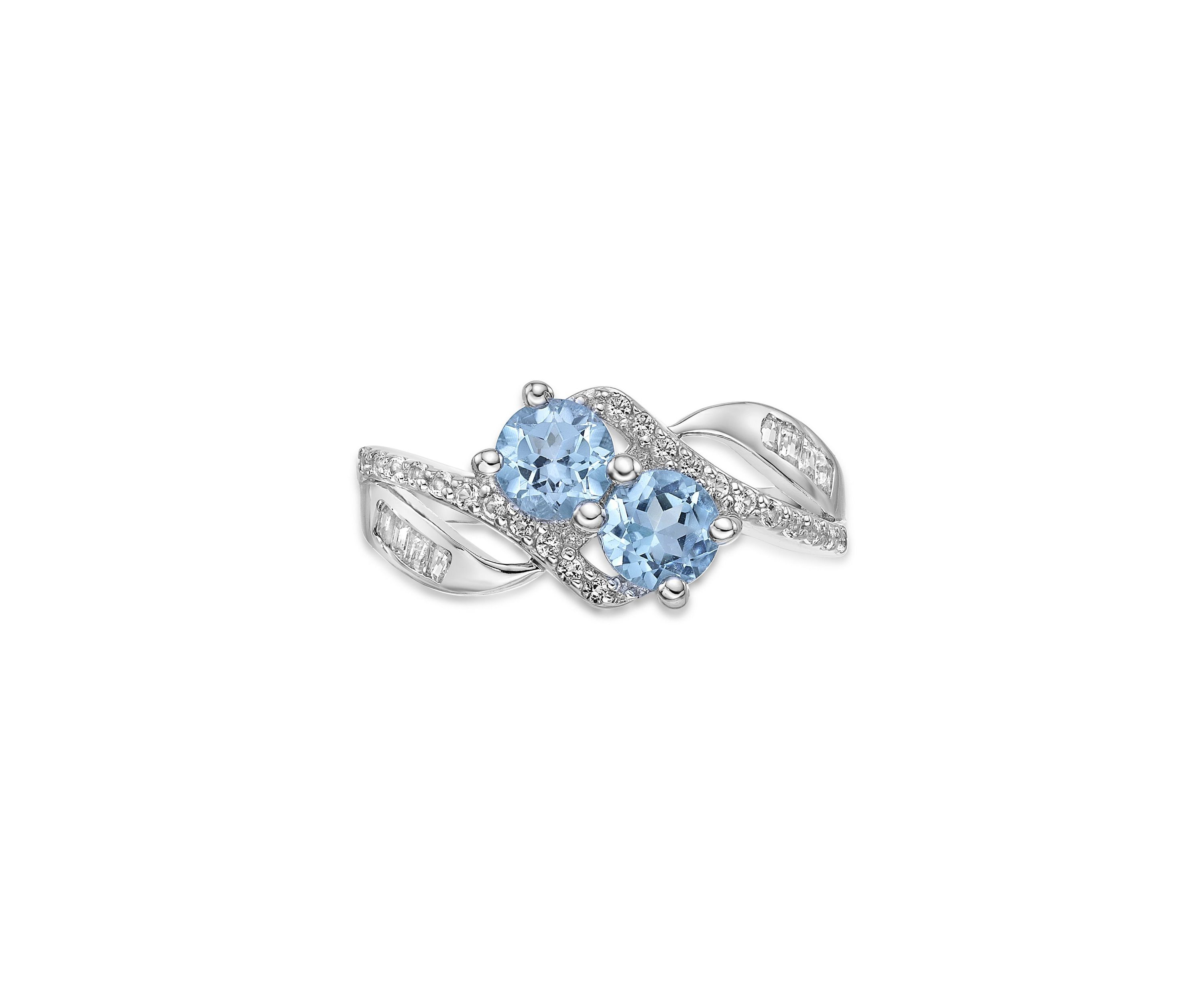 1 1/5 ct. t.w. Blue Topaz and White Topaz Ring in Sterling Silver