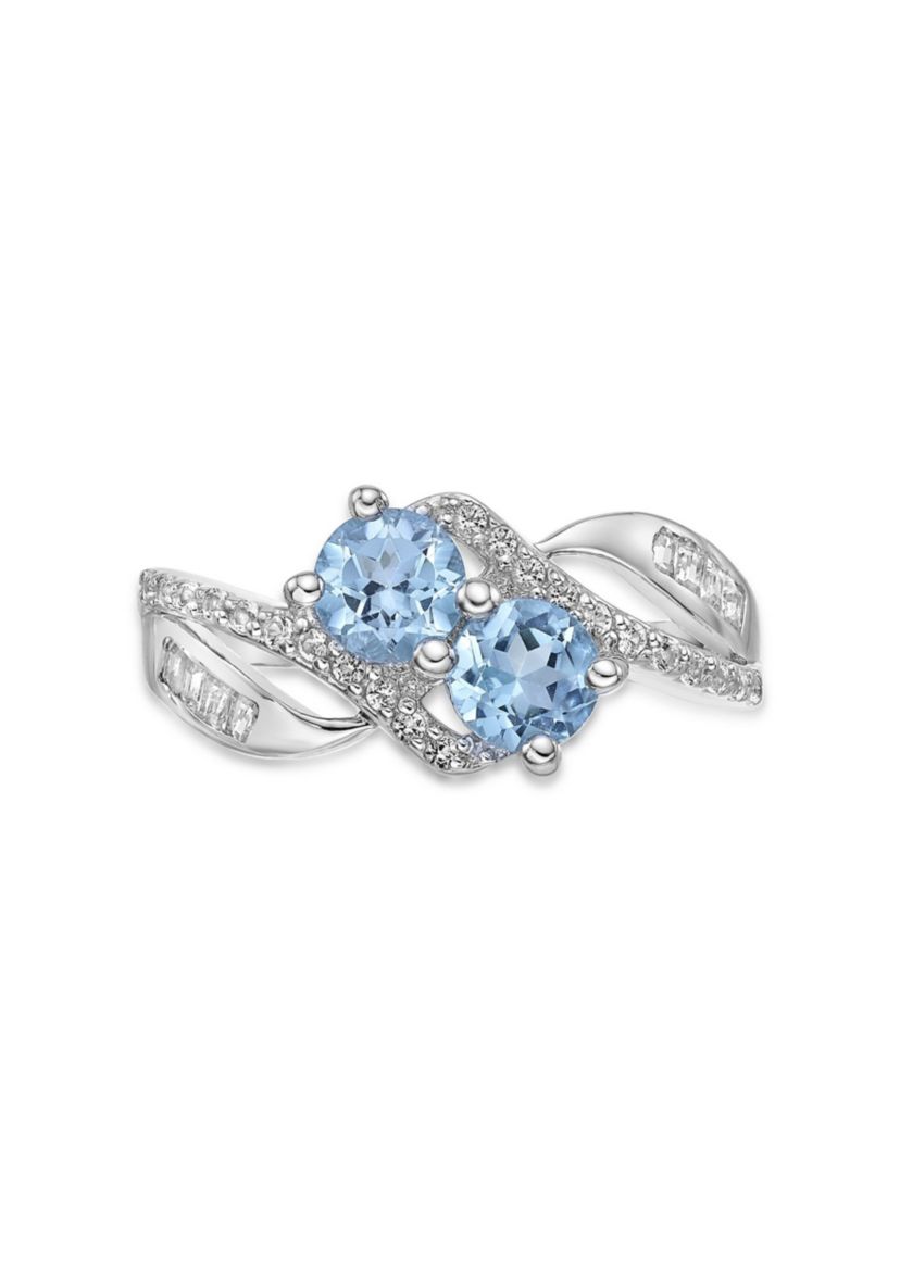 1 1/5 ct. t.w. Blue Topaz and White Topaz Ring in Sterling Silver