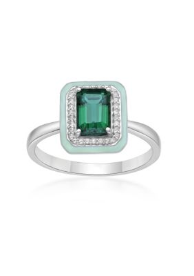 Gemminded Lab Created 2 ct. t.w. Created Emerald Ring in Gold Plated Sterling Silver with Green Enamel