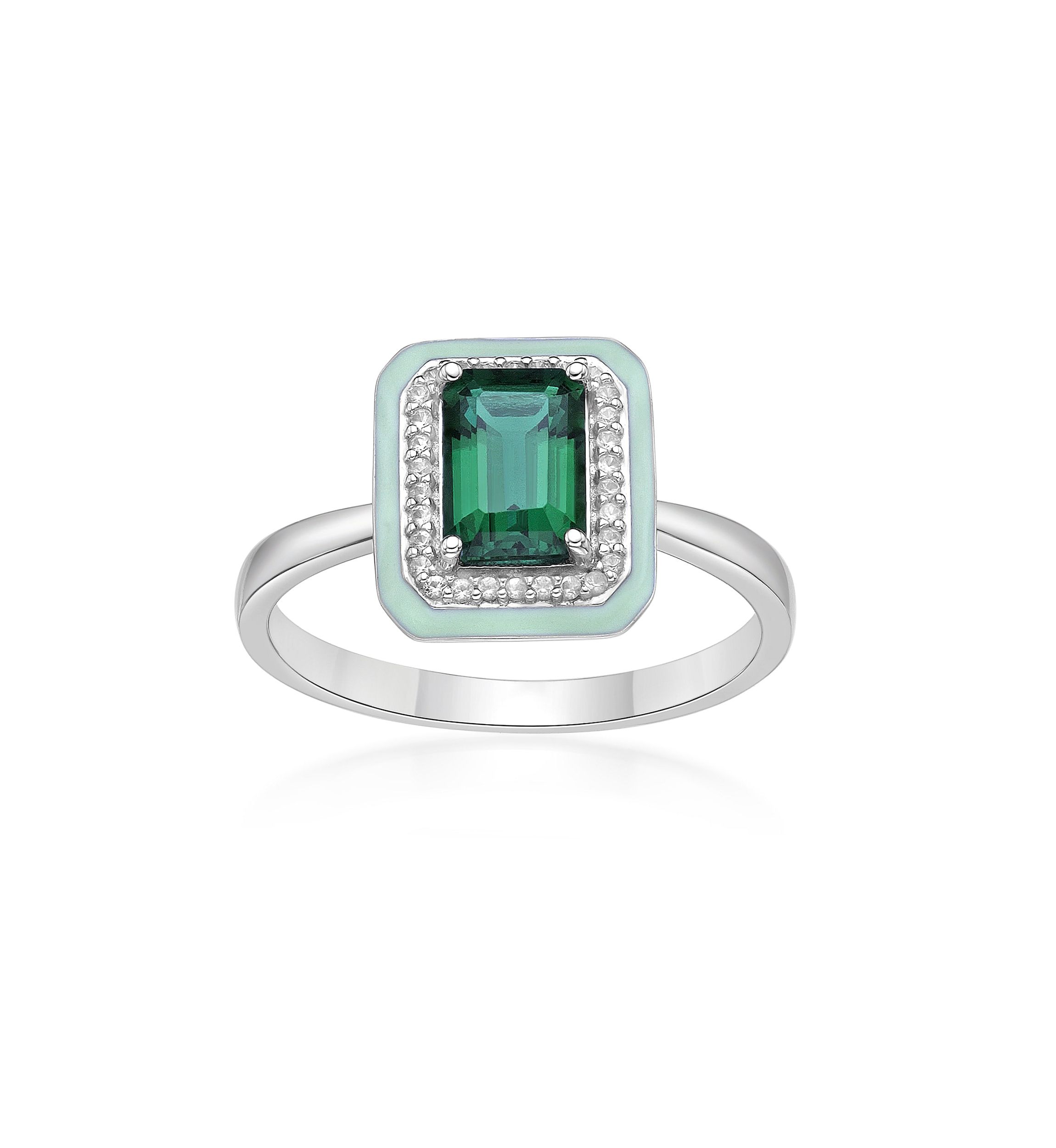 Lab Created 2 ct. t.w. Created Emerald Ring in Gold Plated Sterling Silver with Green Enamel