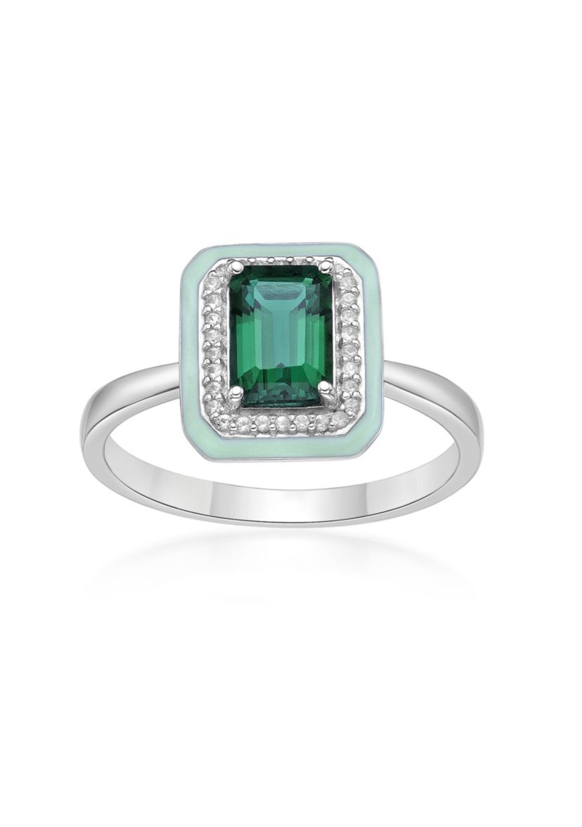 Lab Created 2 ct. t.w. Created Emerald Ring in Gold Plated Sterling Silver with Green Enamel