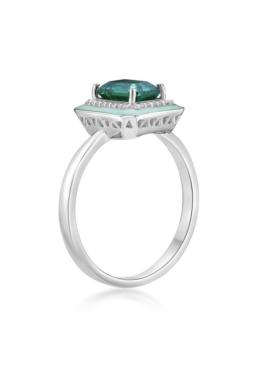 Lab Created 2 ct. t.w. Created Emerald Ring in Gold Plated Sterling Silver with Green Enamel