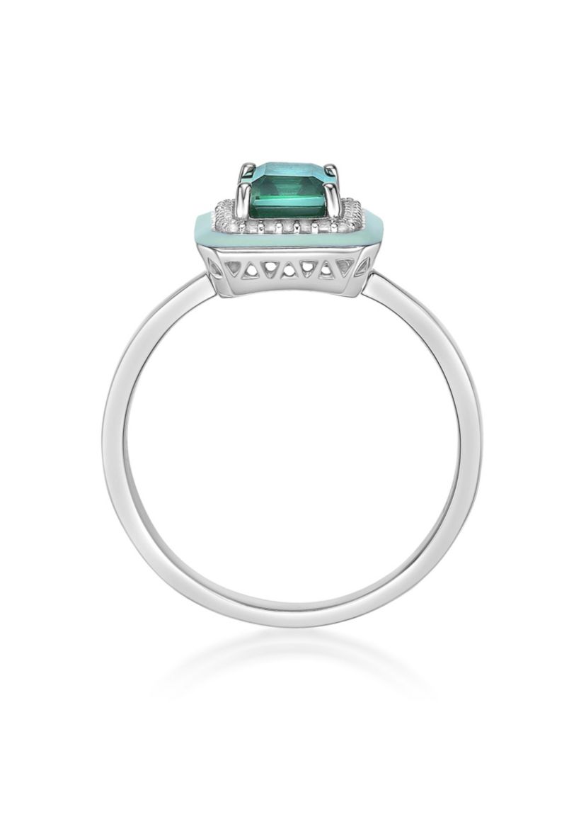 Lab Created 2 ct. t.w. Created Emerald Ring in Gold Plated Sterling Silver with Green Enamel