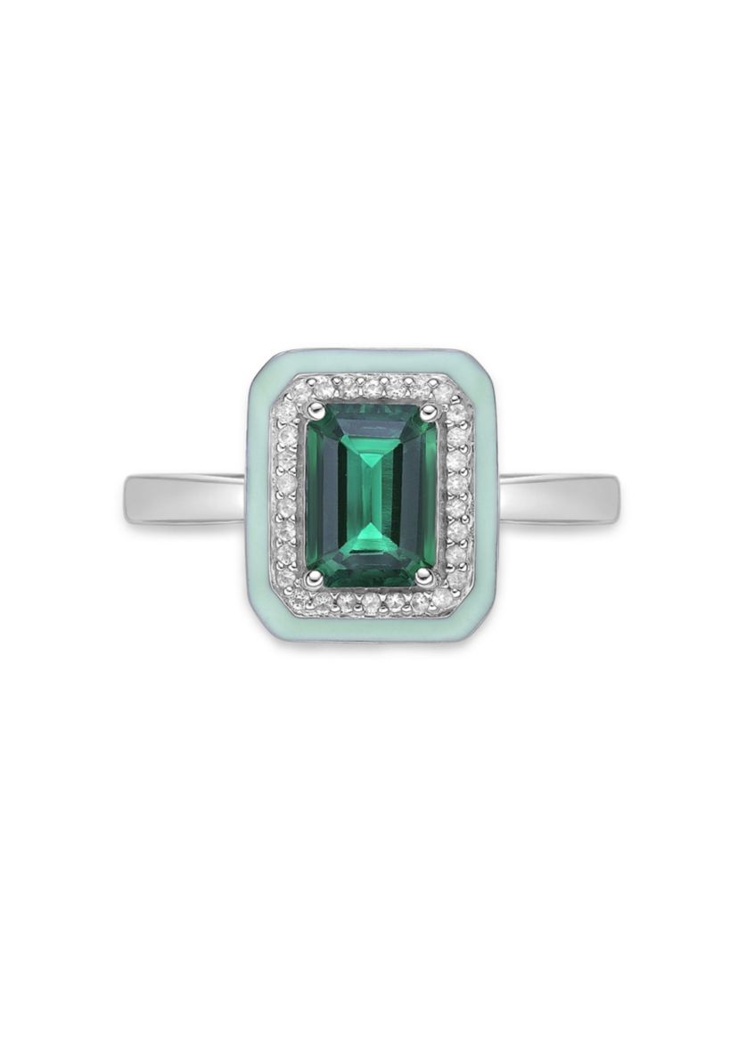 Lab Created 2 ct. t.w. Created Emerald Ring in Gold Plated Sterling Silver with Green Enamel