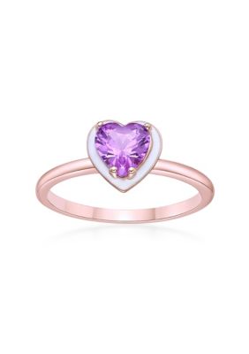 Gemminded Lab Created 1 ct. t.w. Created Pink Sapphire Ring in Sterling Silver with White Enamel, 6