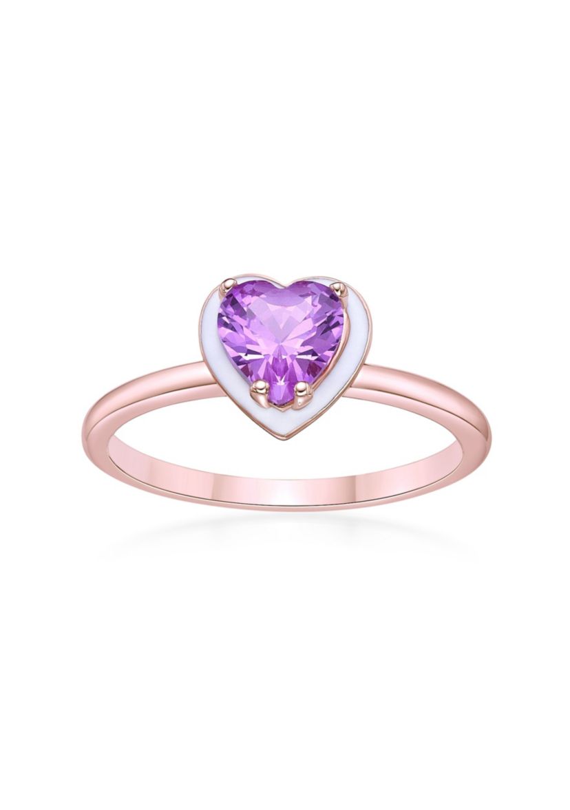 Lab Created 1 ct. t.w. Created Pink Sapphire Ring in Sterling Silver with White Enamel