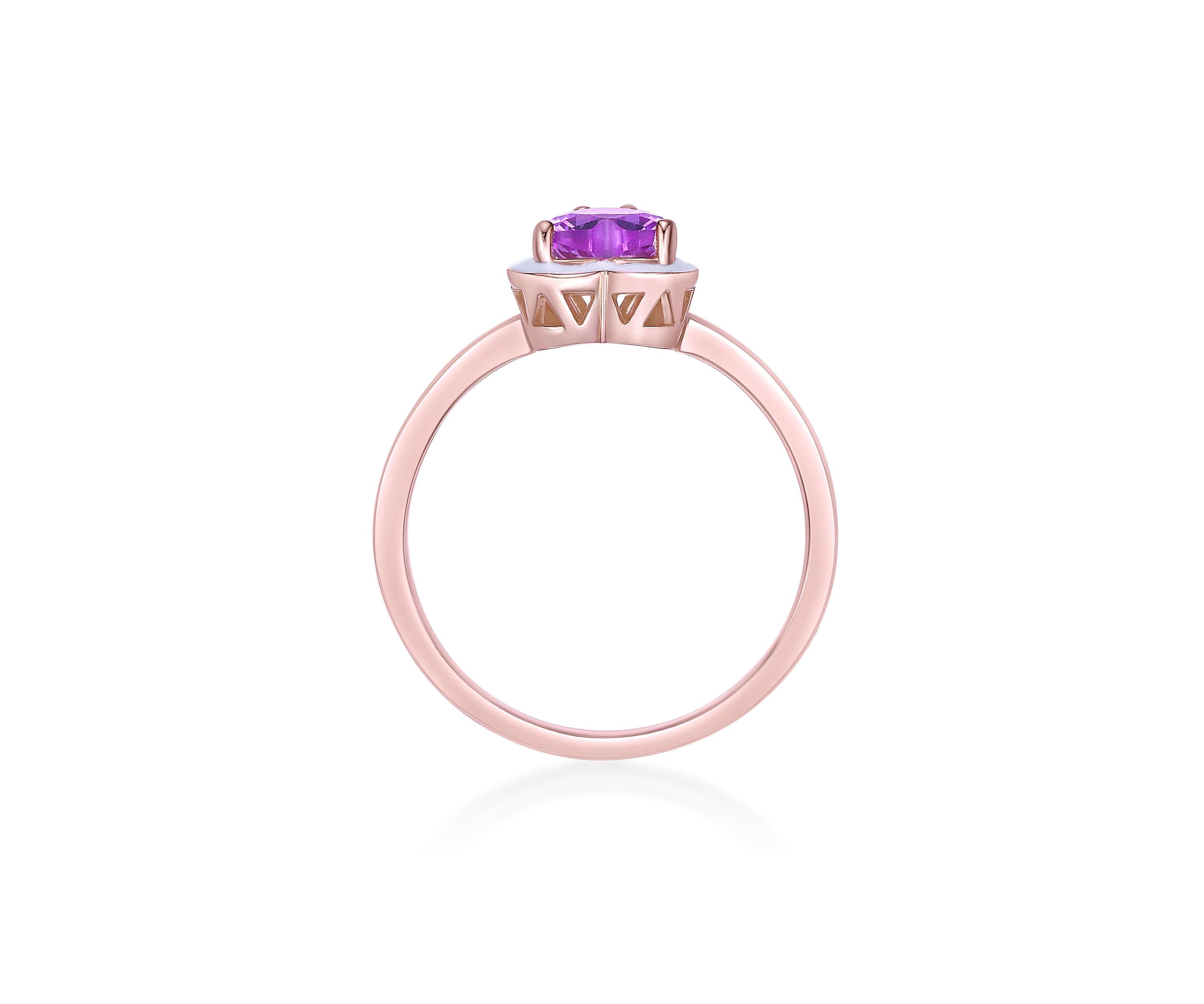 Lab Created 1 ct. t.w. Created Pink Sapphire Ring in Sterling Silver with White Enamel