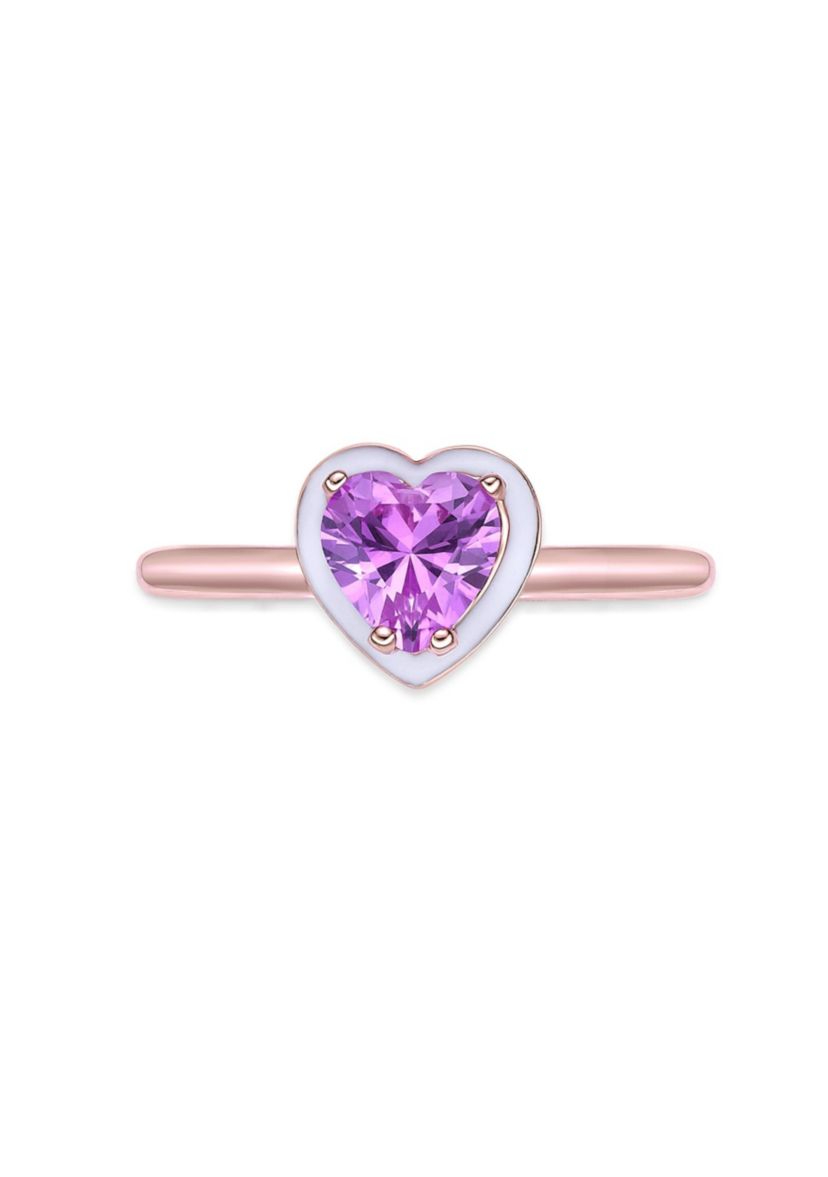Lab Created 1 ct. t.w. Created Pink Sapphire Ring in Sterling Silver with White Enamel