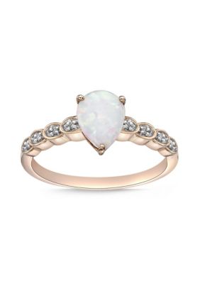 Belk & Co Lab Created 1 ct. t.w. Created Opal and Diamond Accent Ring in 10K Rose Gold -  540011911762194