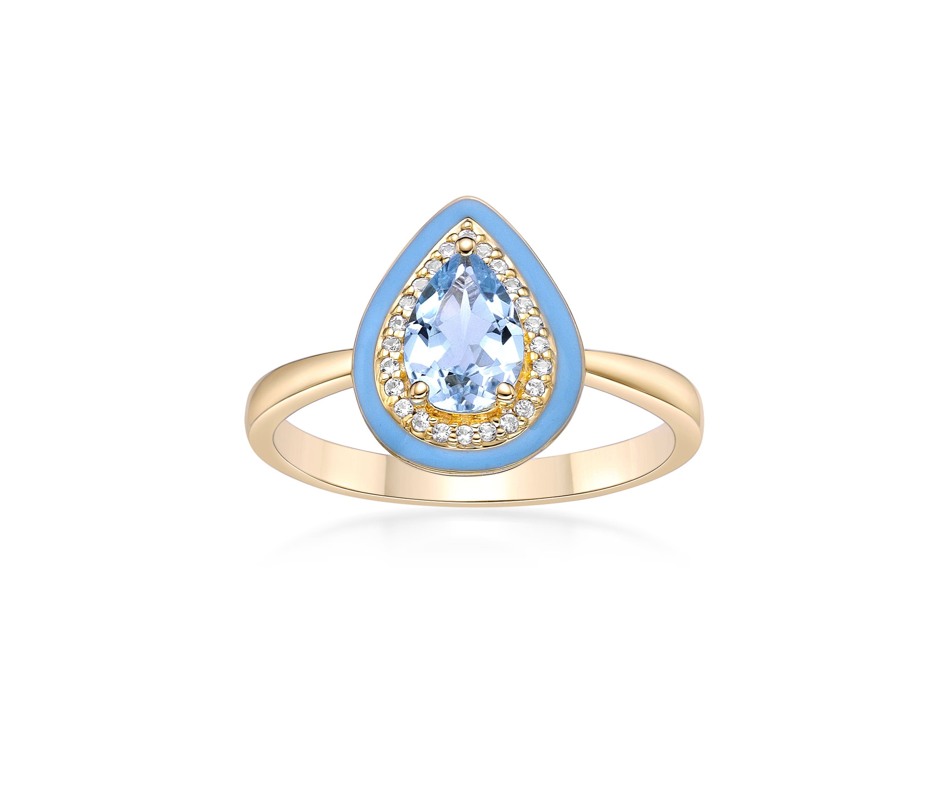 7/8 ct. t.w. Blue Topaz and Created White Sapphire Ring in Gold Plated Sterling Silver